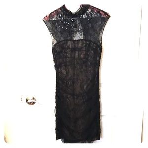 Bebe embellished rushed lace dress.